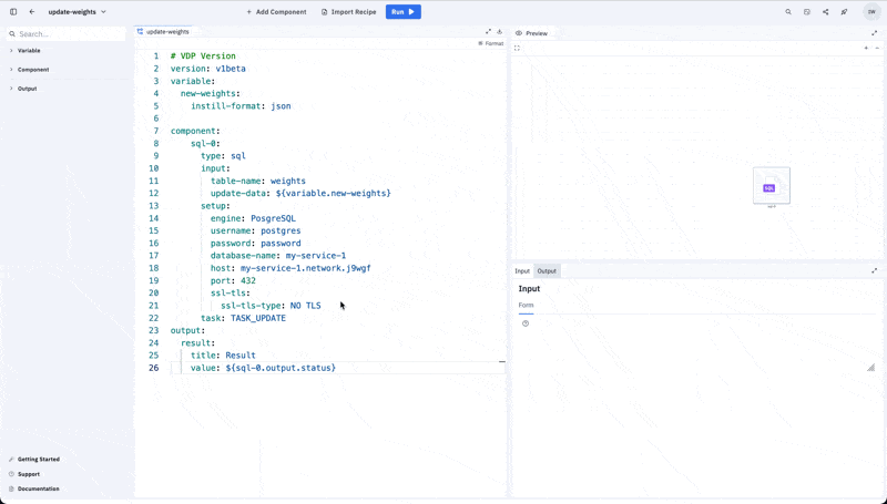 Reference a connection from the pipeline editor